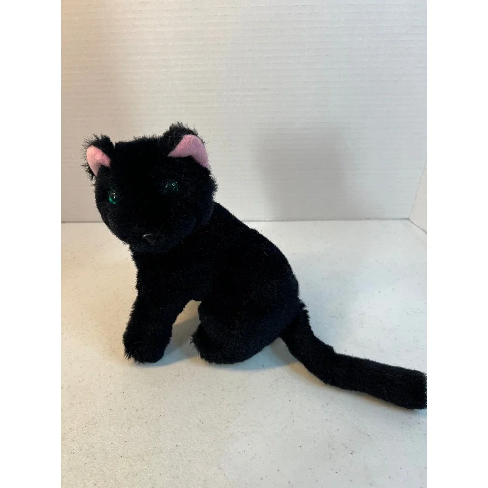 Vintage 1988 World of Smile International Black Cat Plush Zipper Pouch Korea 8